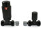 Thermostatic Radiator Valve Straight Heated Towel Rail TRV (All Black)