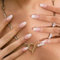Lot de 24 faux ongles blancs dégradés en forme de cercueil – Pointes longues ballerines françaises à presser avec colle – Manucure à ongles nude pour femme