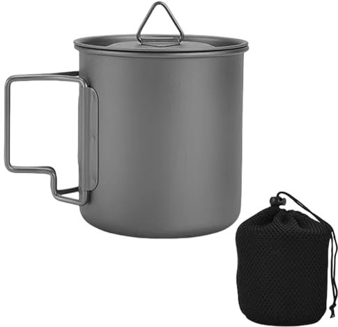 スイムリー Vaso de metal ligero con asa plegable, camping, picnics, vasos de agua, vajilla, utensilios de picnic, taza de agua al aire libre