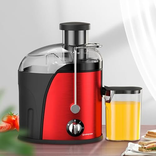 Centrifugeuse Extracteur de Jus, 400W Acier Inox Centrifugeuse Fruits et Legumes a 2 Vitesses,Nettoyage Facile,Bec Anti-goutte, Convient pour Cuisine Salle à Manger (Rouge)