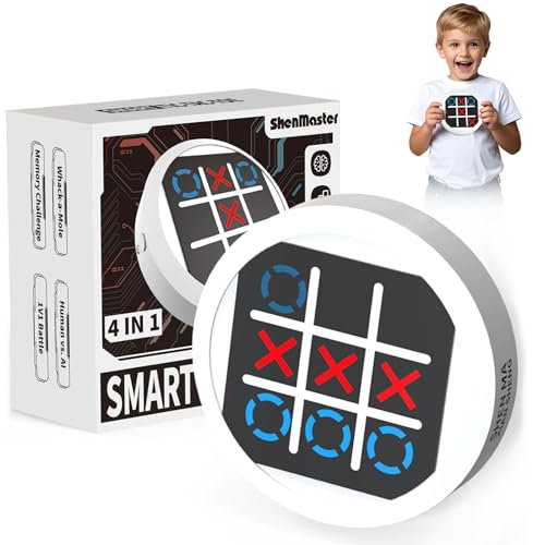 RoserRose 4-in-1 Tic-Tac-Toe Brettspiel, Elektronisches Digitales Puzzlespiel, Ostergeschenke Erwachsene Kinder, Tragbares Familienspiel (Weiß)