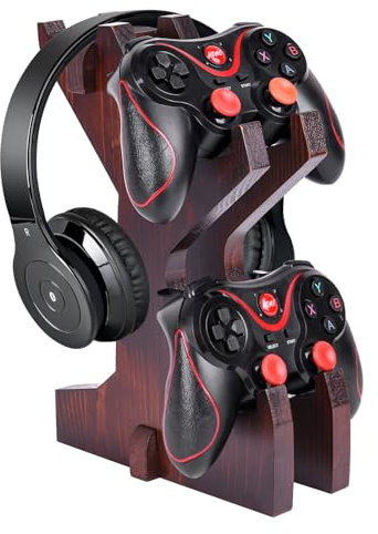 Game Controller Halter Headset Ständer 2 Etagen Universal Controller Gaming PC Zubehör Aufbewahrung Rack Kopfhörer Ständer für PS4 PS5 Xbox Serie Holz