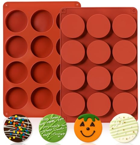 Fimary Oreo Silicone Molds 2 PCS, 12 Cavity Cylindrical Chocolate Covered Oreos Cookie Mold, Baking Mold for Oreo, Chocolate, Cookie, Candy, Mini Cake, Jelly