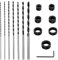 7 Pièces Foret Bois Long Set, Ø 4mm, 5mm, 6mm, 7mm, 8mm, 10mm, 12mm × 300mm, en Acier à Haute Teneur en Carbone, avec Clé Hexagonale et Limiteur, pour Tous les Travaux de Menuiserie (Argent)