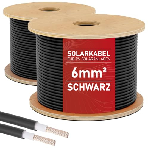 SIGA Solarkabel 6mm² 50m Verlängerungskabel Schwarz Verlängerung Solar PV Kabel Solarpanel Balkonkraftwerk Solarstecker