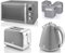 SWAN Retro Grey 1.5L 3KW Jug Kettle, 2 Slice Toaster, 800W 20L Microwave and Tea, Coffee & Sugar Canisters. Matching Retro Design Kitchen Set of 6 in Grey