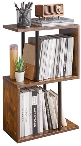 Aibiju Beistelltisch, S schmaler Beistelltisch, Mid-Century Modern Nachttisch mit offenem Ablagefach, Sofatisch für kleine Räume, Wohnzimmer, Schlafzimmer, Rustikales Braun YD-ST003H