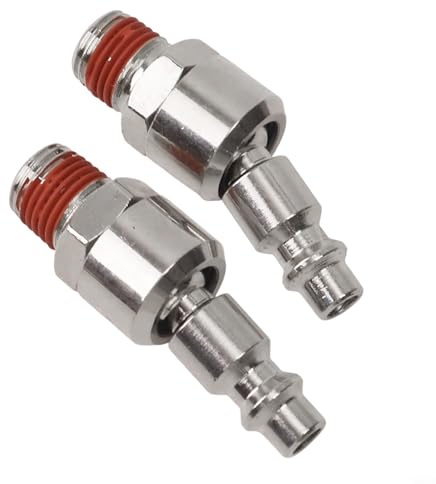 Gdfnmogo Pneumatische Schnellverbinder, 1/4 Zoll NPT, verzinkt, gehärteter Stahl, industrielle Luftkupplung, Armaturen mit 360-Grad-Drehgelenk für Luftkompressor, Luft (A), 2 Stück