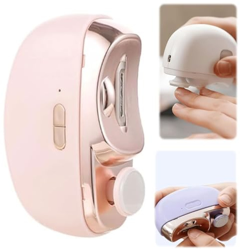 Elektrischer Nagelknipser, wiederaufladbar, elektrische Nagelfeile und -knipser, LED-Licht-Nagelschneider mit 2 Geschwindigkeiten, Zehen- und Finger-Nagelpflege-Werkzeug für Männer und Frauen (Rosa)