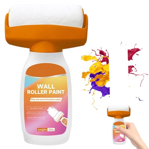 Wall Repair Rolling Brush, 500g Wall Repair Roller Paint, Fast Drying Wall Repair Paint Roller, White Wall Repair Paste Roller for Wall, Ceiling Paints, Remove Stains, Scratches, Solve Graffiti