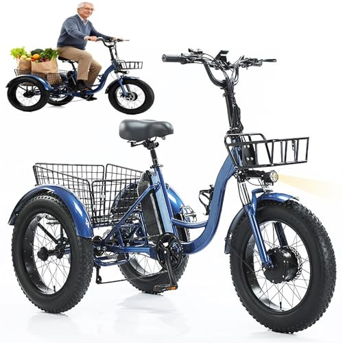 Tricycle Électrique Pour Adultes,Avec Phares,Tableau De Bord Led,Panier De Rangement,Conduite Sans Effort,Freinage Sensible,Charge Maximale De 150Kg,Pour Les Personnes Mesurant Entre 165-195Cm