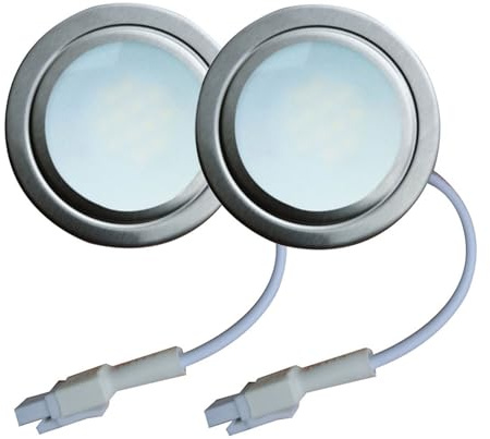 2 piezas 12V DC 220V 1,5 W extractor ventilador bombilla 50mm agujero de corte campana extractora luz LED Mini luz de ventilación(12V DC White)
