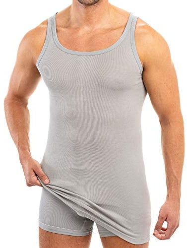 HERMKO 3007 extralanges Herren Unterhemd (+10 cm) Tank Top aus 100% Bio Baumwolle Größe 4-12