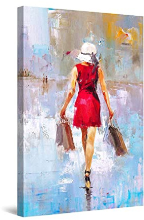 Startonight Bilder Der Teufel Trägt Prada Dame in Rot - Leinwandbilder Moderne Kunst - Abstrakte Wanddeko Kunstdrucke - Wandbilder XXL Wohnzimmer Groß Wand Bild 80 x 120 cm, Elegante Geschenkidee