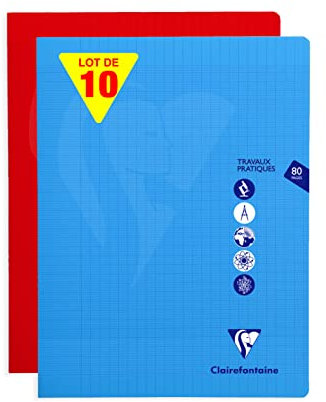 Clairefontaine 303327C - Packung mit 10 Heften Mimesys DIN A4+ 24x32 cm, 40 Blatt französische Lineatur 90g & blanko 125g, farbig sortiert, 1 Pack