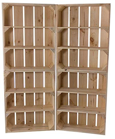 Obstkisten Online Flache naturbelassene Obstkiste mit 2 Zwischenbrettern 50cm x 40cm x 16cm Weinkiste klein Holzkiste mit 3 Fächern Natur Vintage Garten Wohnzimmer stabile Kiste Aufbewahrung DIY