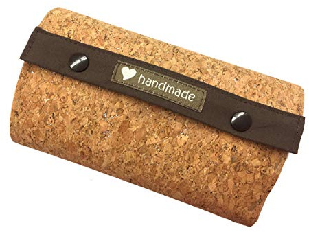 Stoffperle Geldbörse - Kork mit Glitzer/Punkte - braun
