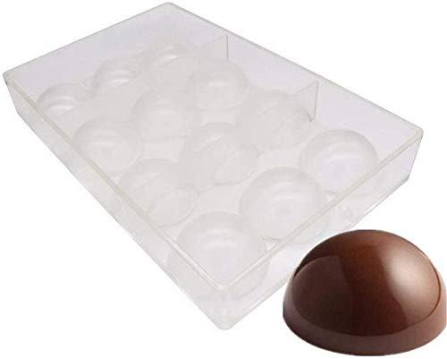 ausuky Lot de 12 moules transparents en polycarbonate 3D en forme de demi-boules de chocolat pour bonbons, gelée, ustensiles de cuisine, moules à gâteaux