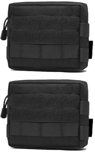 TRIWONDER Tactical Molle Belt Pouch Military Utility Admin Pouch EDC Gadgets Tool Bag Molle Accessories for Hiking Hunting (Black - 2 Pcs)