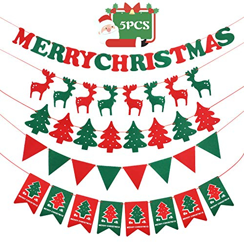 Weihnachts girlande deko banner weihnachten rot zum hängen weihnachtsdeko banner set bunting mit perfekt für weihnachtsdeko haus & weihnachtsfeier - deko häuser weihnachten