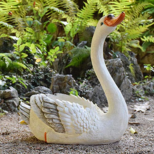 ZNKZJ White Swan Resin Blumentöpfe Kreative Sukkulenten Blume Pflanzgefäße Topf Ornamente, Große Outdoor Flower Pot Blumentopf Korb Hausgarten Dekor,White-E