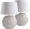 BRUBAKER 2er Set Tisch- oder Nachttischlampen Weiß Keramikfüße in zweifarbigem, mattem Finish - 38 cm Höhe, Weiß/grau