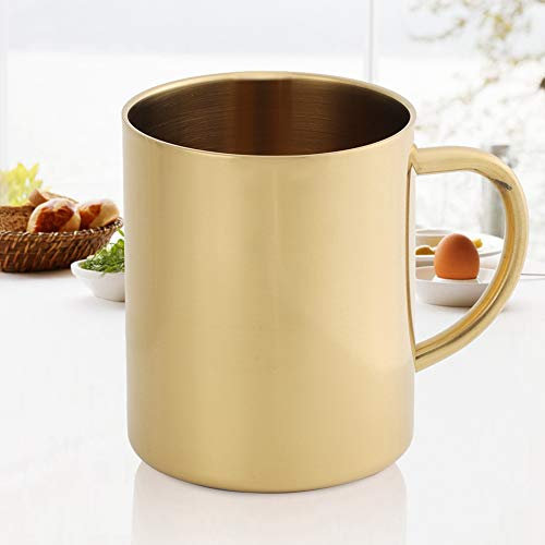 Tasse en acier inoxydable à double paroi, tasse à café en métal 400 ml tasse à café incassable en acier inoxydable, tasse à café isolée en acier inoxydable,(Rose gold)