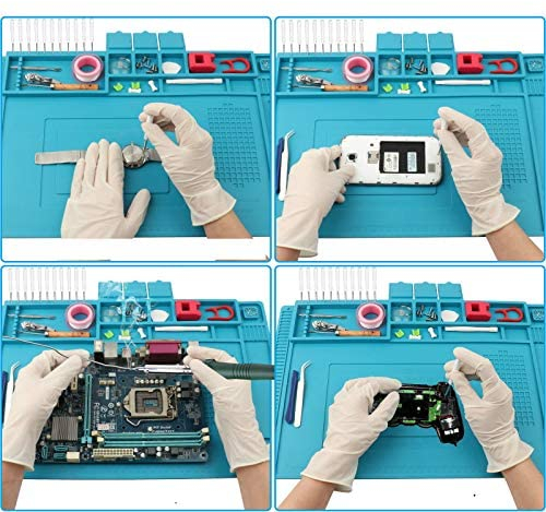 YUSHIHU Silicone Soldering Mat, 500℃ Heat-Resistant Silicone Work Repair Mat, Multi-Purpose Magnetic Electronics Repair Pad with Built-in Scale Ruler and Screw Notches, 45 * 30cm