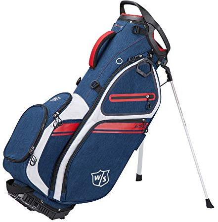 Wilson Staff Golftasche, EXO II Carry Bag, Tragetasche, Blau/Weiß/Rot, Integrierter Ständer, 2,3 kg, WGB6600NA