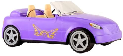 Aria MGA's Dream Ella Coche de juguete para niños - Caben dos muñecas de moda de 29 cm - Incluye cinturones de seguridad, espejos y ruedas móviles - Edad: 3+ años - Morado
