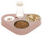 Rostfreier Stahl Doppelnapf Katzen,3 in 1 Futternapf Katzen,Katzenfutternäpfe Hoch mit Automatischem Wasserspender,Doppelter Futternapf Kleine und Mittlere Katzen und Hunde (Rosa)