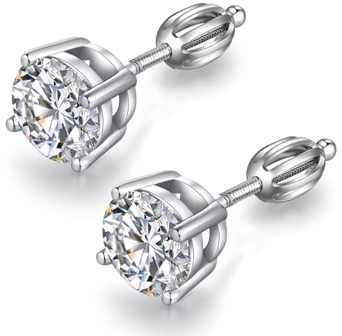 Ohrstecker Silber 925 Herren Ohrstecker Silber Damen Ohrstecker Silber Herren Zirkonia Ohrstecker Herren Zirkonia Diamant Ohrringe Ohrstecker Damen Schraubverschluss Ohrstecker Manner 6MM