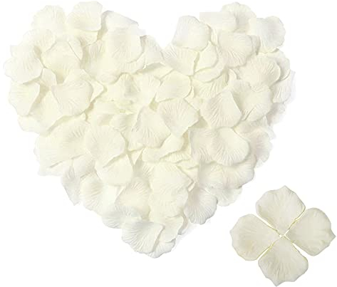 4000pcs Rosenblätter Für Hochzeiten, Seide Rosen Blätter, Romantische Rosenblüten Deko Rot, Geschmacklose Rosen Blütenblätter für Tischdekoration, Valentinstag, Hochzeitsgang, Bett, Party, Bad (Weiß)