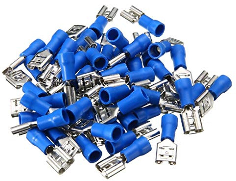 Wire Connector 50pcs FDFD2-250 Female Spade Insulated Crimp Terminal Electrical Wire Cable Connectors 1.5-2.5mm2