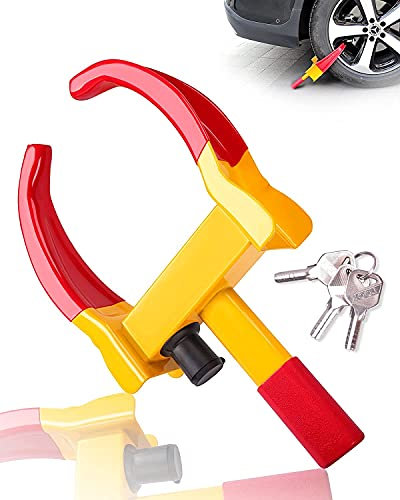 MantraRaj Heavy Duty Wheel Clamp for Car Anti-Theft Safety Lock with Keys Lock for Cars Trailers RV ATV Auto Heavy Duty Wheel Tire Parking Stabilizer and Tire Lock -Security Accessories