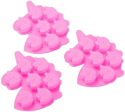 LATRAT 3 Pack Medium Unicorn Silicone Chocolate Mould with 7 Cavities Ice Cube Tray Silicone for Chocolate Candy Ice Cube Jelly Mini Soap Bath Bomb Cake Baking