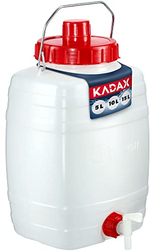 KADAX Bidon d'eau, tonneau à boissons, en plastique, bidon d'eau potable, réservoir d'eau avec robinet, réservoir d'eau, bidon de boisson avec joint en caoutchouc (10 l, blanc)