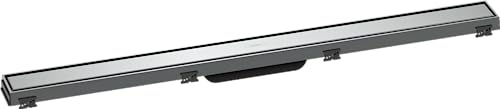hansgrohe Fertigset Duschrinne RainDrain Match, Abflussrinne 900mm, Bodenablauf Dusche mit höhenverstellbarem Rahmen, Chrom