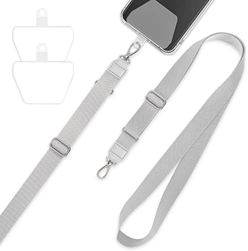 mylovetime Handy Band Universal Crossbody, Handyband zum Umhängen und 2 Stück Selbstklebend Pads, Verstellbar Handy Umhängeband Handyband Handy Lanyard kompatibel mit alle Smartphones Grau