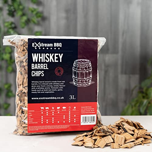 Exstream BBQ Barbecue Smoking Wood Chips *Up To 30 Great Flavours in 3, 15 & 30 Litres* (Whiskey Barrel 3 Litre)