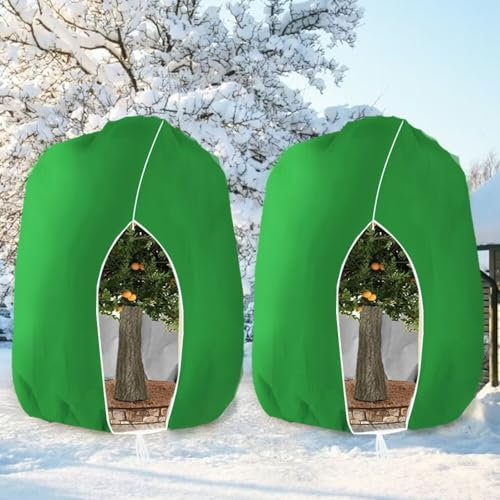 HERILIOS Winterschutz für Pflanzen, Frostschutz Pflanzenabdeckungen als Winterschutz, mit Reißverschluss für Baum Palmen Balkonpflanzen haube Zelt Atmungsaktiv - Reißfest,280x300cm Grün 2 Stücke