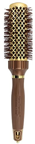 Olivia Garden NanoThermic PowerGrip Thermobürste mit speziellem, patentiertem gewelltem Schaft für zusätzliche Spannung und Griffigkeit, für mitteldickes bis dickes Haar, 3,8 cm
