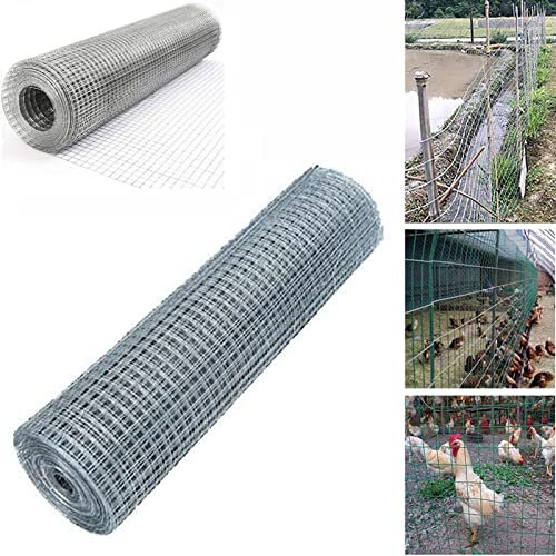 Wire Stock Fencing 615MM x 15M Wire Metal Mesh Roll 1x1 Square Galvanised Chicken Wire Netting Mesh Net Rabbit Aviary Fence Hot Dip Galvanised Welded Mesh Panels for Garden Outdoor