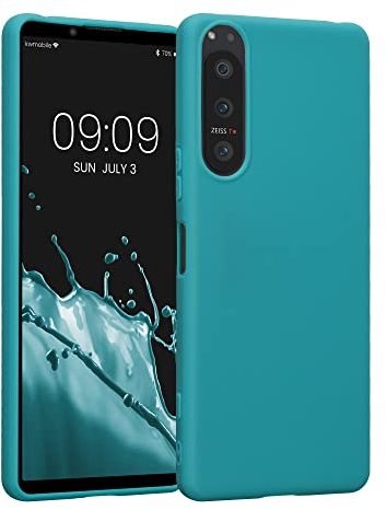 kwmobile Hülle kompatibel mit Sony Xperia 5 IV Hülle - weiches TPU Silikon Case - Cover geeignet für kabelloses Laden - Petrol matt