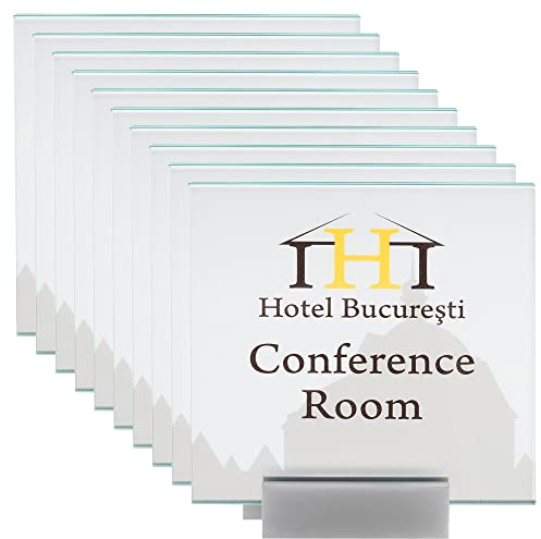 10x MONACO Türschild 148 | 148x148 mm | 2 Scheiben ESG Glas | Alu silber satiniert | Türschild Büro | Büroschild