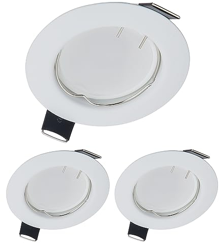 YanFeiYit LED Einbaustrahler Weiß 55mm Dimmbar - 230V GU10 Modul - 3 Watt 320lm 120° - Deckenspots für Wohnzimmer, Schlafzimmer, Flur und Dachboden (3er Set - Warmweiß)