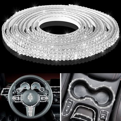 Strassband Selbstklebend, 3m Langes Glitzer Sticker Band, 10 mm Breite Auto Zubehör Innenraum Glitzer, Für Auto-, Kunsthandwerk, Handy- und Geschenkdekoration etc (Weiß)