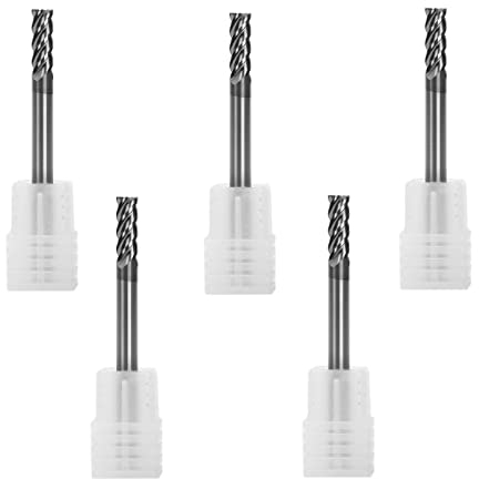 Ruimou 5Pcs fresas de carburo de alta velocidad, cortador de 4 flautas (D 4 mm x L 50 mm) para cortar alta dureza 58HRC, fresado CNC de metales endurecidos