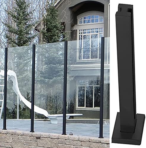 Pfosten aus gehärtetem Glas für Geländer im Innen- und Außenbereich, vertikale Glasballisterstange mit quadratischer Basis, Edelstahl-Balustraden-Zaunstange für Balkon-Patio-Treppen, für 3/8