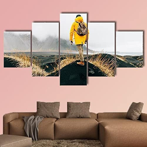 Bilder 5 Teilig Wanddekoration Leinwandbilder Kunstdrucke Leinwand Isländische Naturwunder 5 Teilig Kunstdruck Modern Wandbilder Fünf Creative Geschenk Kunstwerk Rahmenlos 150 X 100 Cm